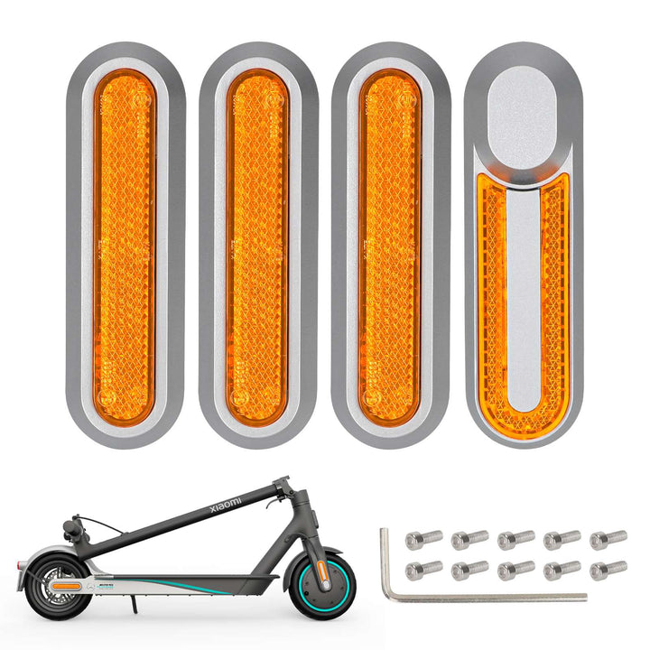 4 Pezzi Gusci Decorativi Grigio Con Barre Catarifrangenti Gialle Per m365 1s Pro Pro2 E Lite Copriruota Guscio Protettivo Per Scooter Elettrico Xiaomi 3 M365 Pro 2 1s Tubo Riflettente Di Sicurezza Anteriore Posteriore Parti Catarifrangenti Notturne
