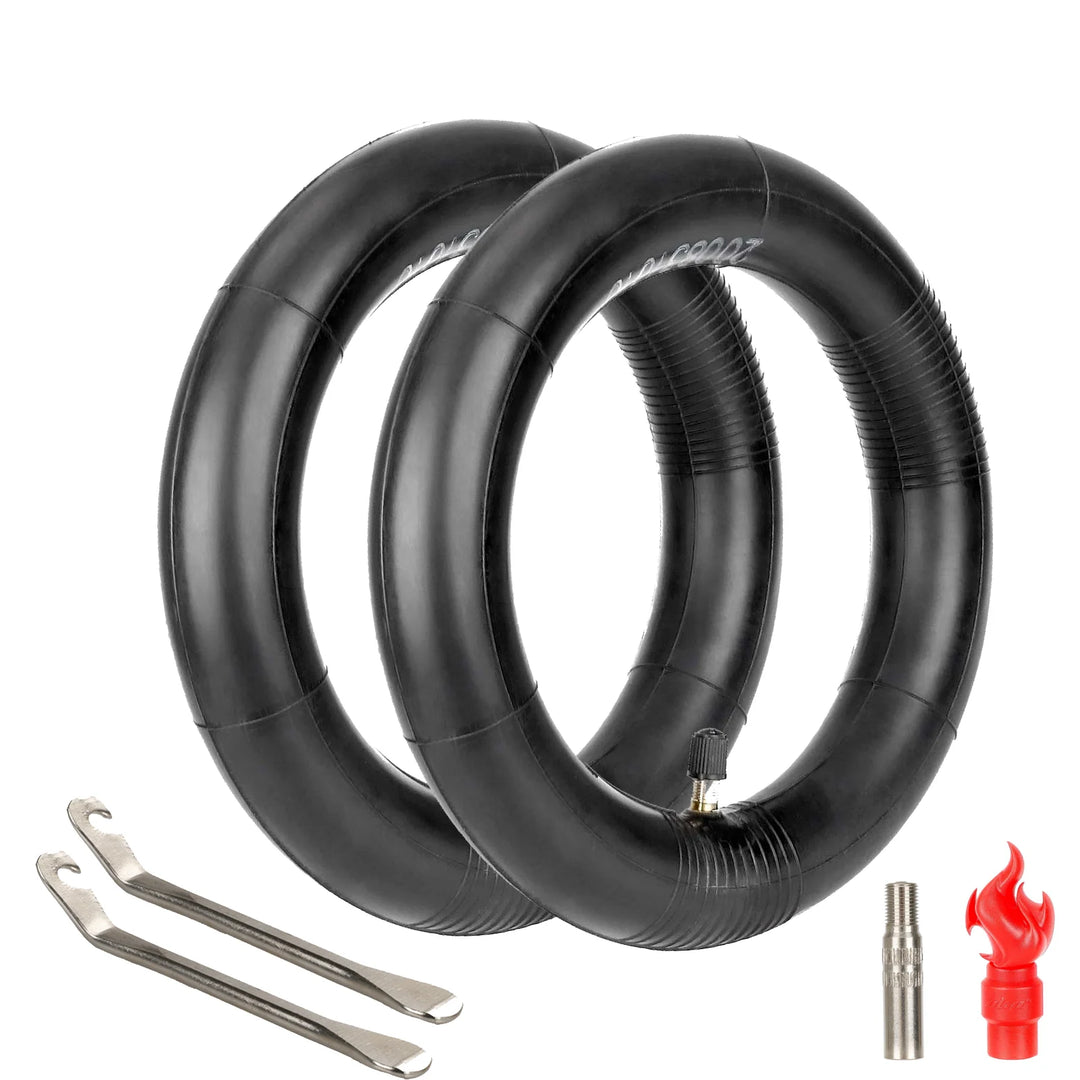 2 Pcs Reinforced 8 1/2*2 Inner Tube with Straight Valve + 2 Pcs 12cm Lever + 39mm Extend Valve + Red Torch Head Valve Dust Cover for Xiaomi Electric Scooter Thicken Internal Pneumatic Tire Xiaomi Inner Tube 8.5*2 Camera Mi Mijia Xiaomi Scooter Tire