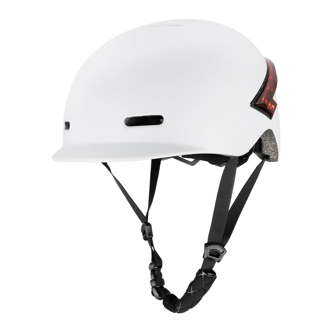 White Helmet with Remote Steering Indicator LED Warning Tail Light Lightweight Rechargeable Bike Rear Tail Lamp Wireless Remote Control for Motorcycle Bicycle Safety Helmet
