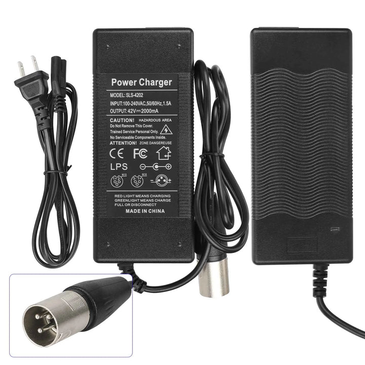 Caricabatterie 42V2A con testa Kallon spina EU Caricabatterie standard europeo Caricabatterie per veicoli elettrici Scooter elettrico Testa rotonda 36V 2A Cavo adattatore di alimentazione Accessori