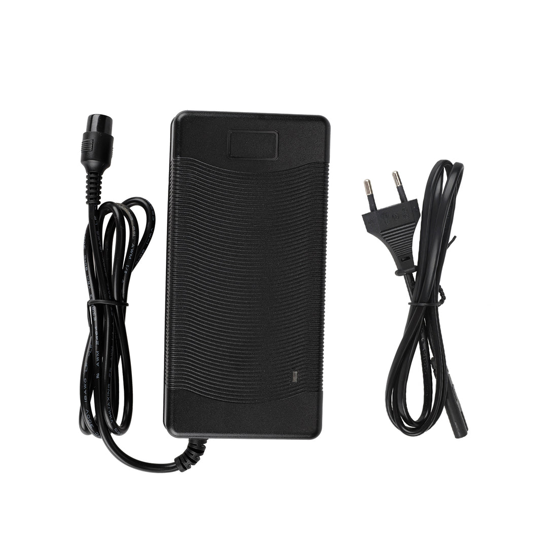 Caricabatterie 54.6V2A con connettore GX16 a 3 pin, ventola e spina EU, per veicoli elettrici, scooter elettrici, con cavo di alimentazione a testa tonda, accessori, adattatore di alimentazione per batterie al litio