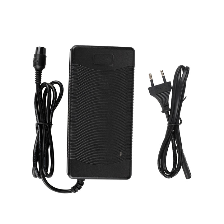 Caricabatterie 54.6V2A con connettore GX16 a 3 pin, ventola e spina EU, per veicoli elettrici, scooter elettrici, con cavo di alimentazione a testa tonda, accessori, adattatore di alimentazione per batterie al litio