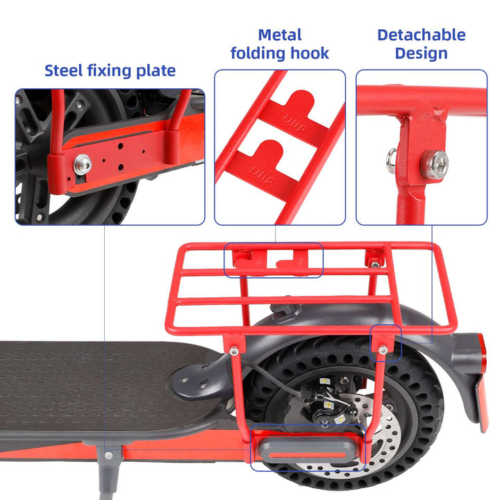 Scaffale portapacchi posteriore pieghevole rosso Ulip per monopattini Xiaomi M365 Pro PRO2 1S MI 3, portapacchi posteriore per E-Scooter, design compatto, leggero, per spazio di archiviazione aggiuntivo