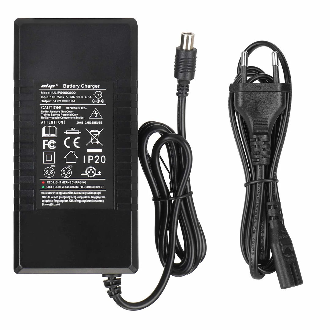 Ulip 42V~54.6V 3A Charger with Xiaomi Head Certified Charger EU Plug CE And FCC Certification Lithium Battery Charger 54.6V 3A Li-ion Battery Pack Charger Power Adapte Input 100-240V 48V 13S Lithium Skateboard Balance Vehicle Battery with Fan