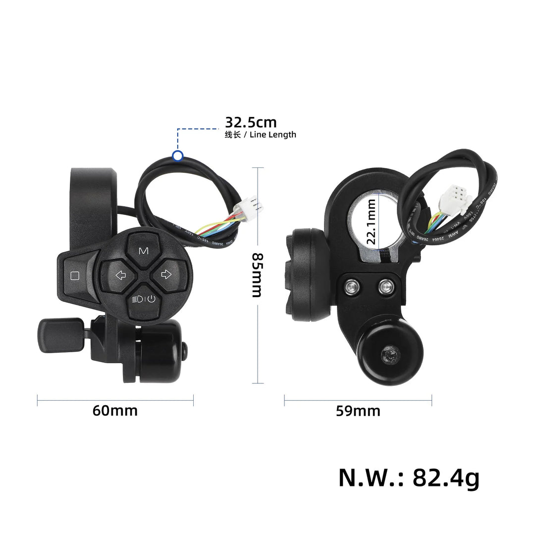 Original Turn Signal Switch with Bell for Segway Ninebot ZT3 F3 G3 ZT3 Pro ZT3 ProD ZT3 ProE Electric Scooter Throttle Speed Control Switch Accessory Rotary Knob Switch E-scooter Handlebar Steering Light Button