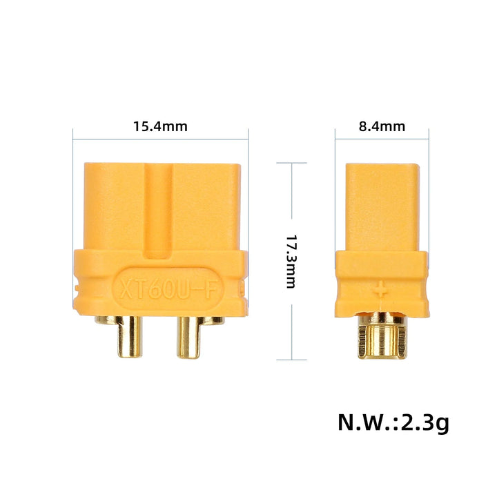 Amass XT60U-F Female Plug XT60U Upgraded Plug Connector with Gold-Plated Banana Plugs AMS XT60U-F Female Yellow Connector High Current Power Aviation Plug Socket Amass XT60 Connector