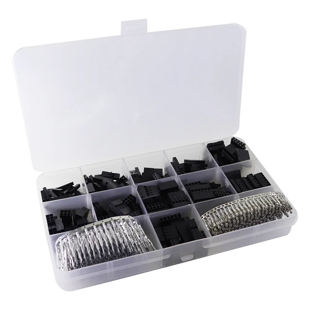 620 pezzi connettori Dupont da 2,54 mm Kit alloggiamento connettori Jumper Dupont Maschio a crimpare + connettore terminale femmina