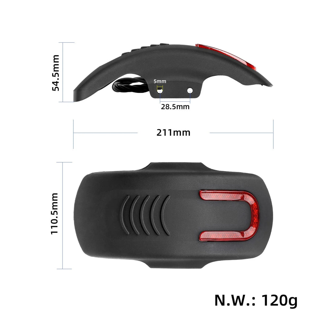 Kukirin A1 Electric Scooter Rear Fender with Taillight Waterproof and Dustproof Design Night Riding Warning and Mud and Water Splash Protection Components Rear Mudguard