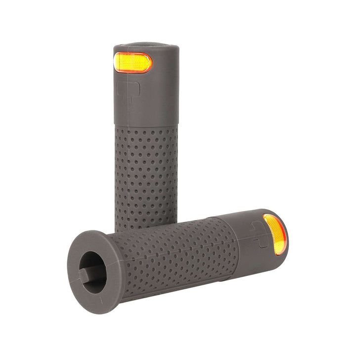 Impugnatura manubrio grigio scuro con rilevatore di impronte digitali, set di luci senza telecomando con slot per schede, impugnatura per monopattino elettrico con indicatori di direzione, impugnatura per manubrio con telecomando e luce di avvertimento