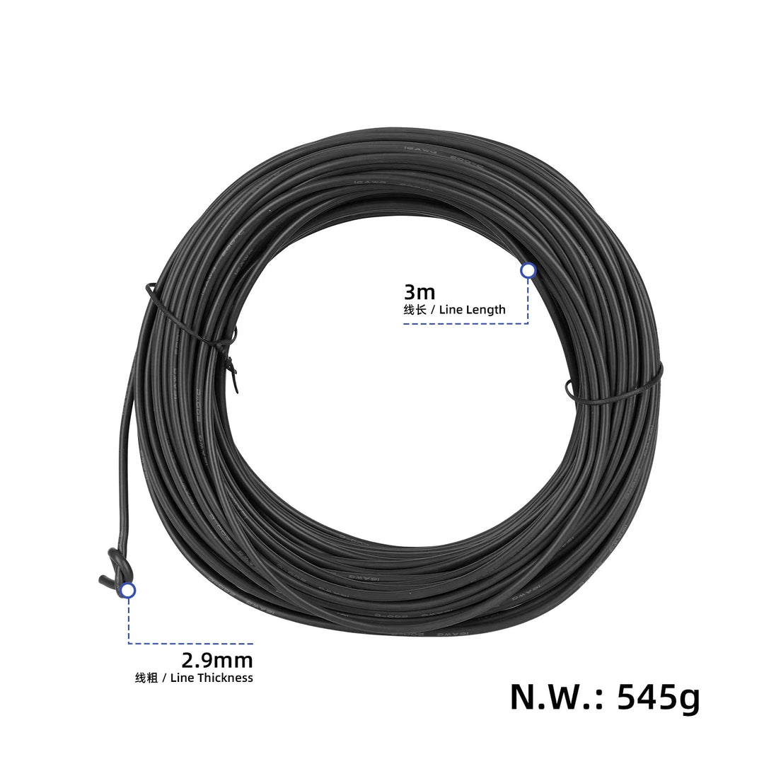Cavo Solare in Silicone Nero 16AWG Extra Morbido Alta Temperatura 30m Flessibile Prolunga in Rame Stagnato Cavo Batteria DC Sistema Pannello Fotovoltaico