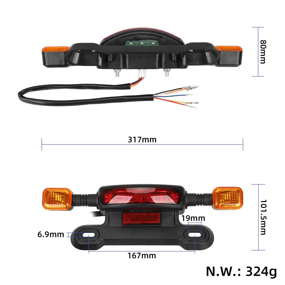 Fanalino posteriore 3-in-1 con funzione frecce per bici elettrica 48/60V Fanalino posteriore funzione freno 48V 60V Fanale stop Segnalatore di direzione Fanale posteriore
