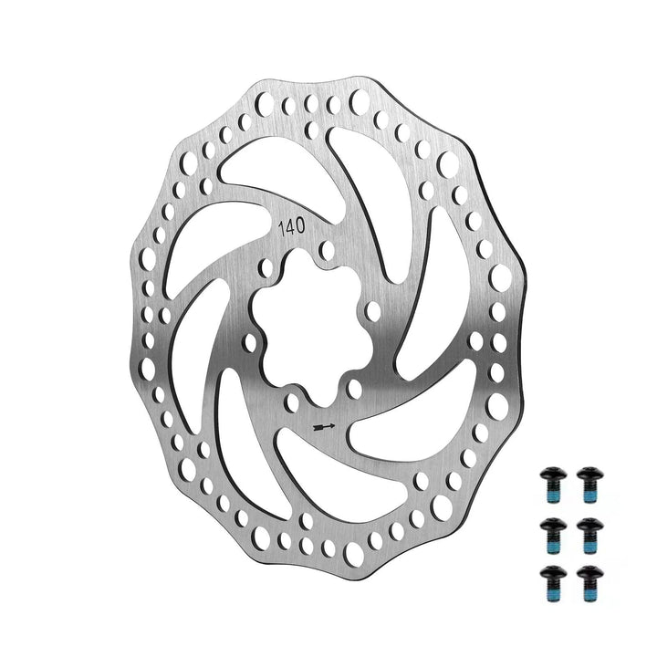 Rotore freno a disco a forma di fiore a 6 fori da 140 mm con viti Vendita calda Rotore a disco a 6 fori in pezzo unico Rotore freno a disco da 140 mm per scooter elettrico con viti Accessori per scooter elettrico