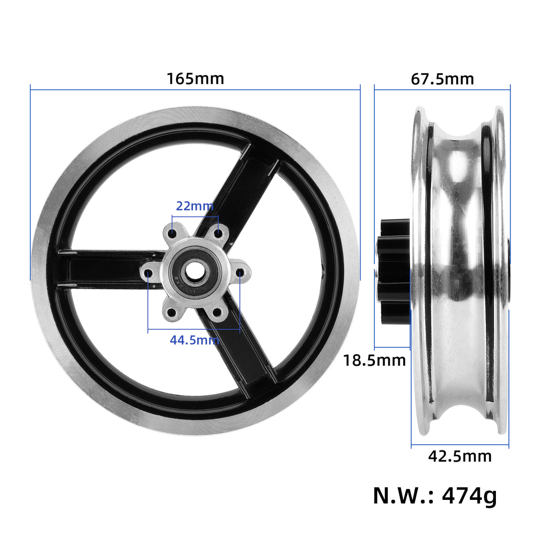 Mozzo ruota anteriore da 10 pollici Mozzo ruota anteriore scooter elettrico da 10 pollici Cerchio ruota 10*2.5 Kugoo M4 Cerchio freno a disco 10*2.125