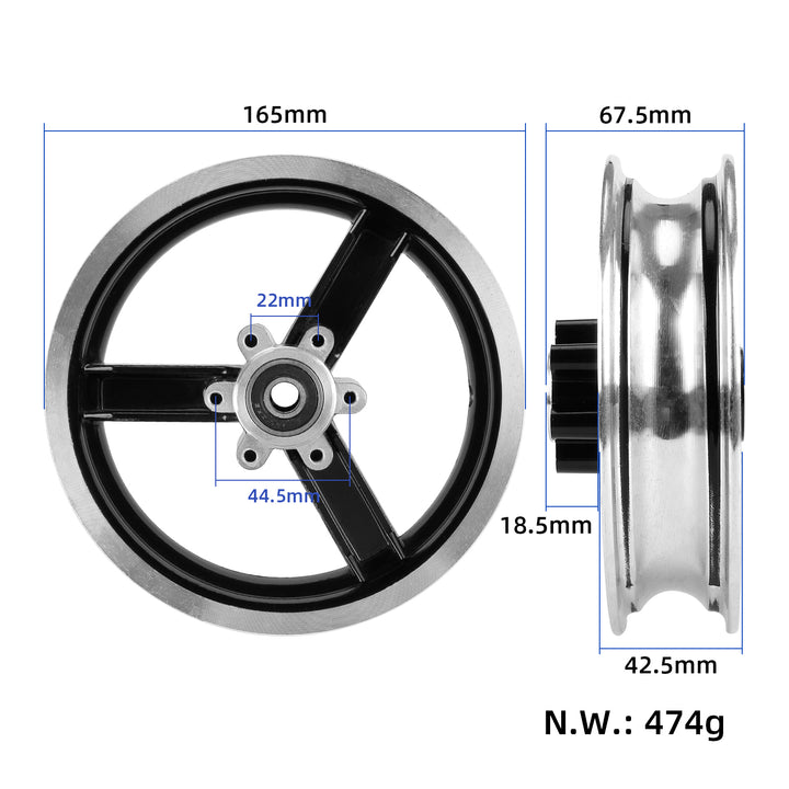Mozzo ruota anteriore da 10 pollici Mozzo ruota anteriore scooter elettrico da 10 pollici Cerchio ruota 10*2.5 Kugoo M4 Cerchio freno a disco 10*2.125