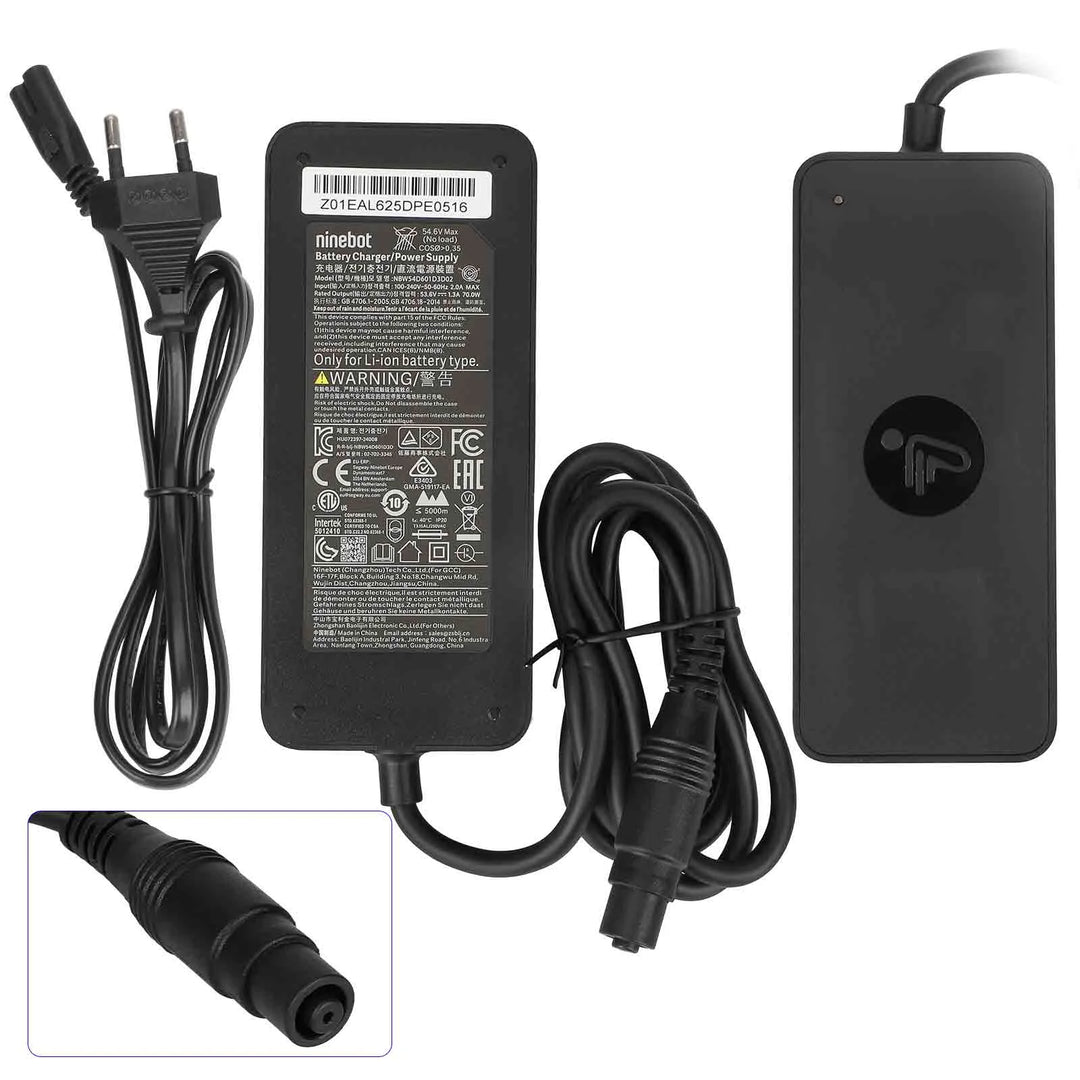 Original Segway Ninebot 54.6V1.3A EU Standard Charger with Xiaomi O connector for Xiaomi 4 Pro Plus/4 Pro Max/Ninebot G3 F3 GT3 ZT3 Electric Scooter Charger Power Adapter EU Standard Charger Battery Charging Transformer