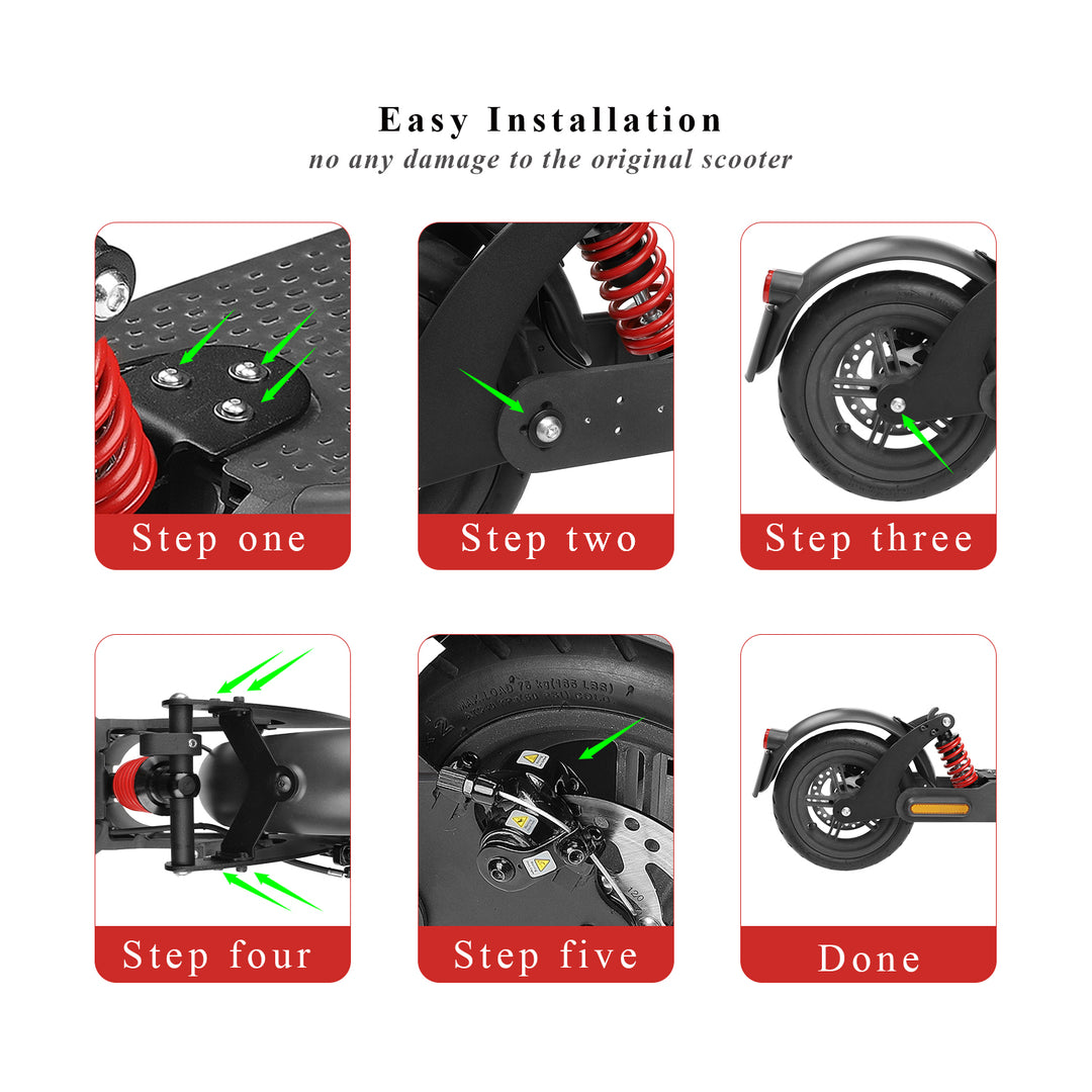 Black V2 Rear Suspension with Mudguard and Tailight for Xiaomi M365 and 1S Scooter Rear Shock Absorber for Scooter Rear Spring Shock Absorber Replacement Accessories