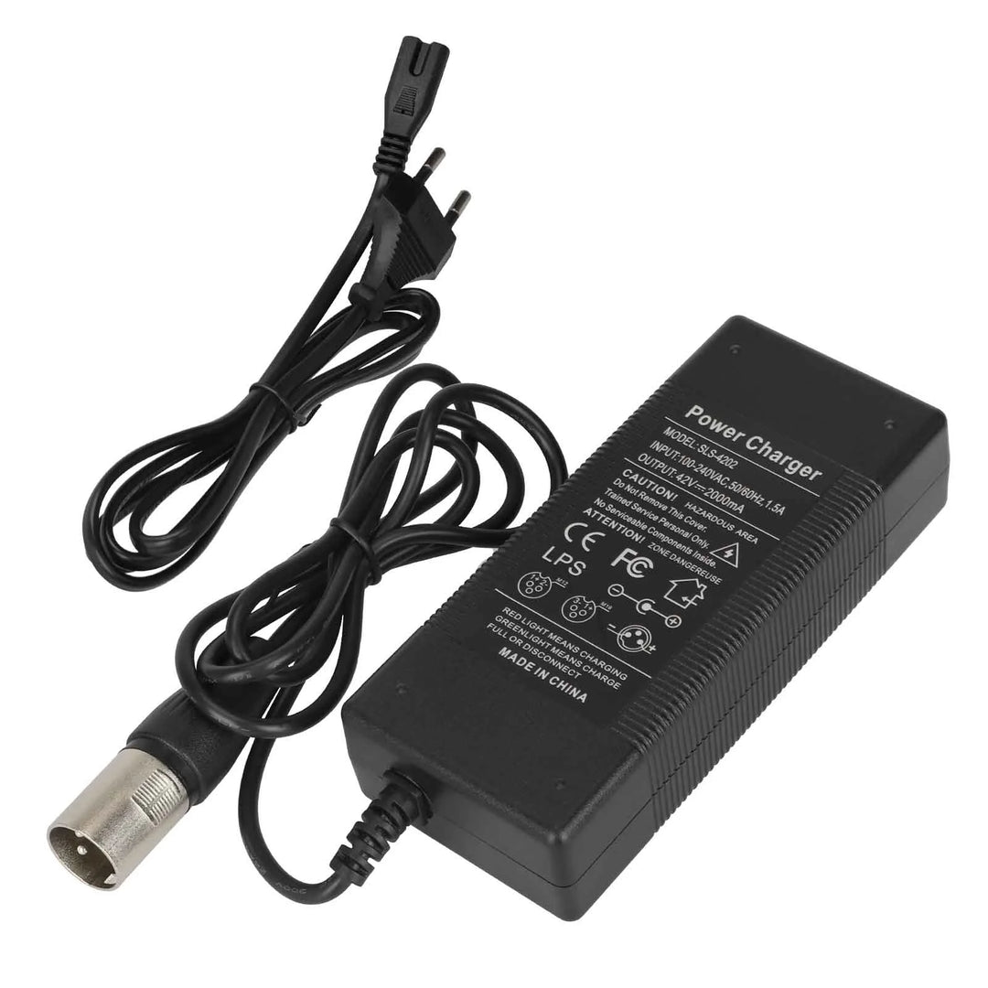 Caricabatterie 42V2A con testa Kallon spina EU Caricabatterie standard europeo Caricabatterie per veicoli elettrici Scooter elettrico Testa rotonda 36V 2A Cavo adattatore di alimentazione Accessori