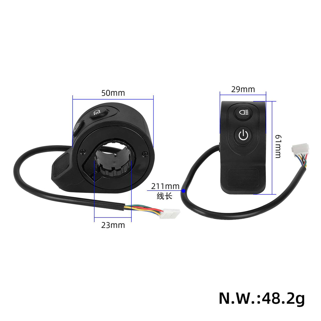 Acceleratore Black Power con interruttore luce per monopattini HX X6X7X8 Acceleratore per monopattino elettrico HX X8 Interruttore Accendi/Spegni Lampada Pulsante Controllo acceleratore a pollice Parti Accessori