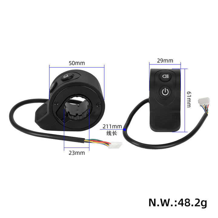 Acceleratore Black Power con interruttore luce per monopattini HX X6X7X8 Acceleratore per monopattino elettrico HX X8 Interruttore Accendi/Spegni Lampada Pulsante Controllo acceleratore a pollice Parti Accessori