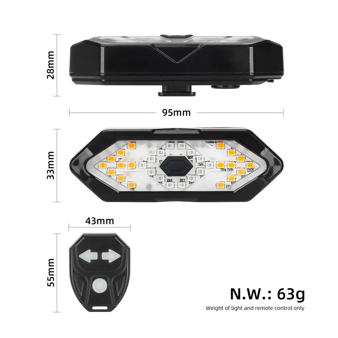Remote Control Turn Signal Tail Light with Clips for Xiaomi M365 Pro 1S Pro2 MI3 MI4 4 Pro 4 Ultra G30 Max G30D and G30 Rear Fender LED Headlight 32 LED Super Bright Lamp Spotlights Mountain Bike Lights Universal Bicycle Waterproof Turn Signal