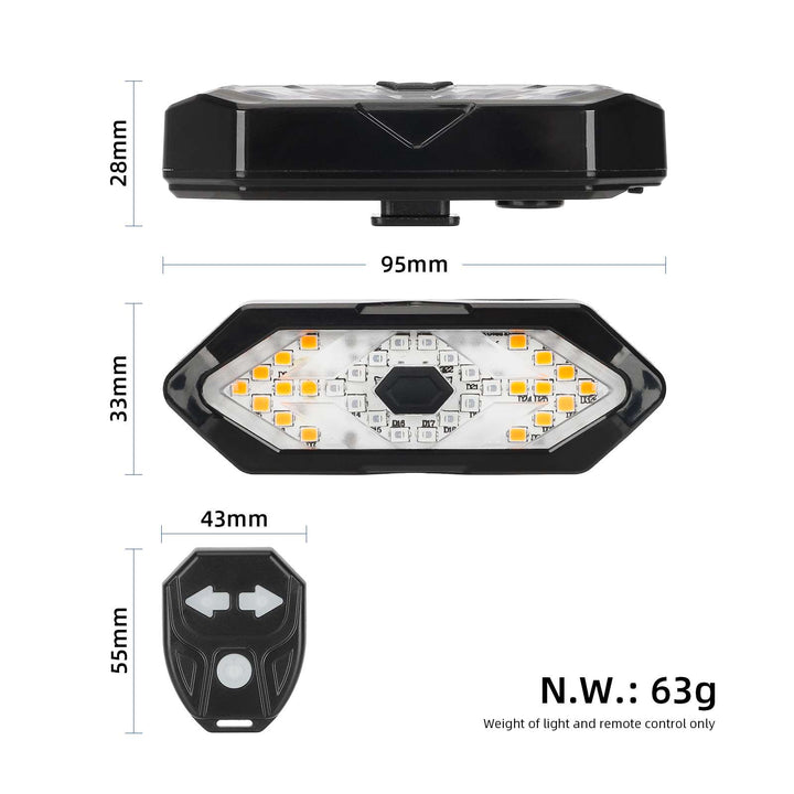 Remote Control Turn Signal Tail Light with Clips for Xiaomi M365 Pro 1S Pro2 MI3 MI4 4 Pro 4 Ultra G30 Max G30D and G30 Rear Fender LED Headlight 32 LED Super Bright Lamp Spotlights Mountain Bike Lights Universal Bicycle Waterproof Turn Signal