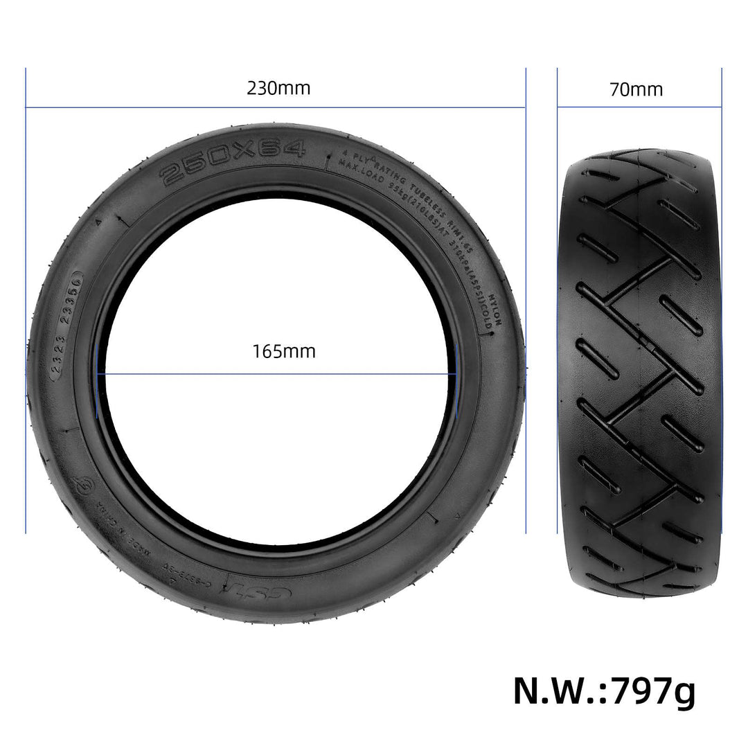 Pneumatico CST 250×64 con Gel per Xiaomi 4 Ultra e scooter Navee S65 CST/Zhengxin Pneumatico Scooter Elettrico 250*64 Autoriparazione Pneumatico Esterno Colla Jelly Liquido Anti Foratura Pneumatico Tubeless