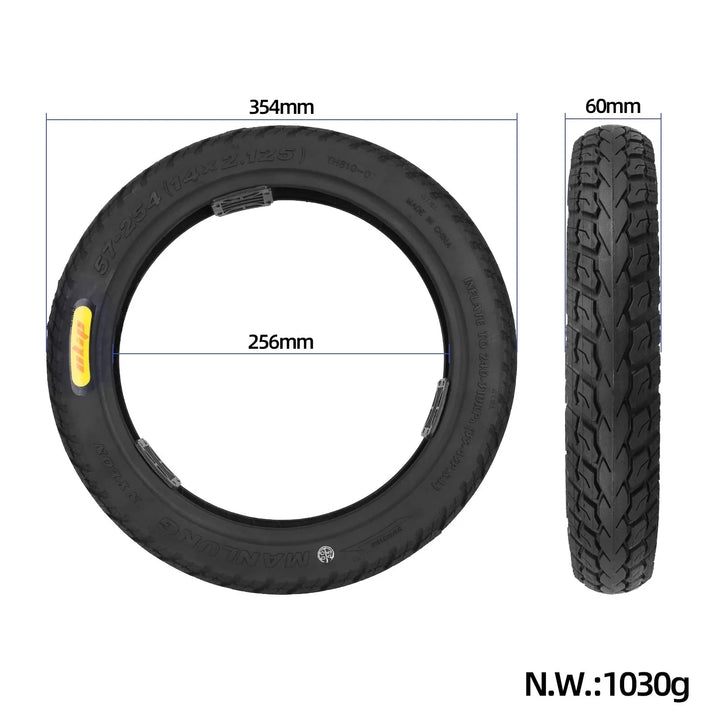 Pneumatico Tubeless Ulip 14*2.125, 14 Pollici 14x2.125, Adatto per Bicicletta Elettrica, Veicolo Elettrico, Ricambio Pneumatico E-bike, Accessori E-bike