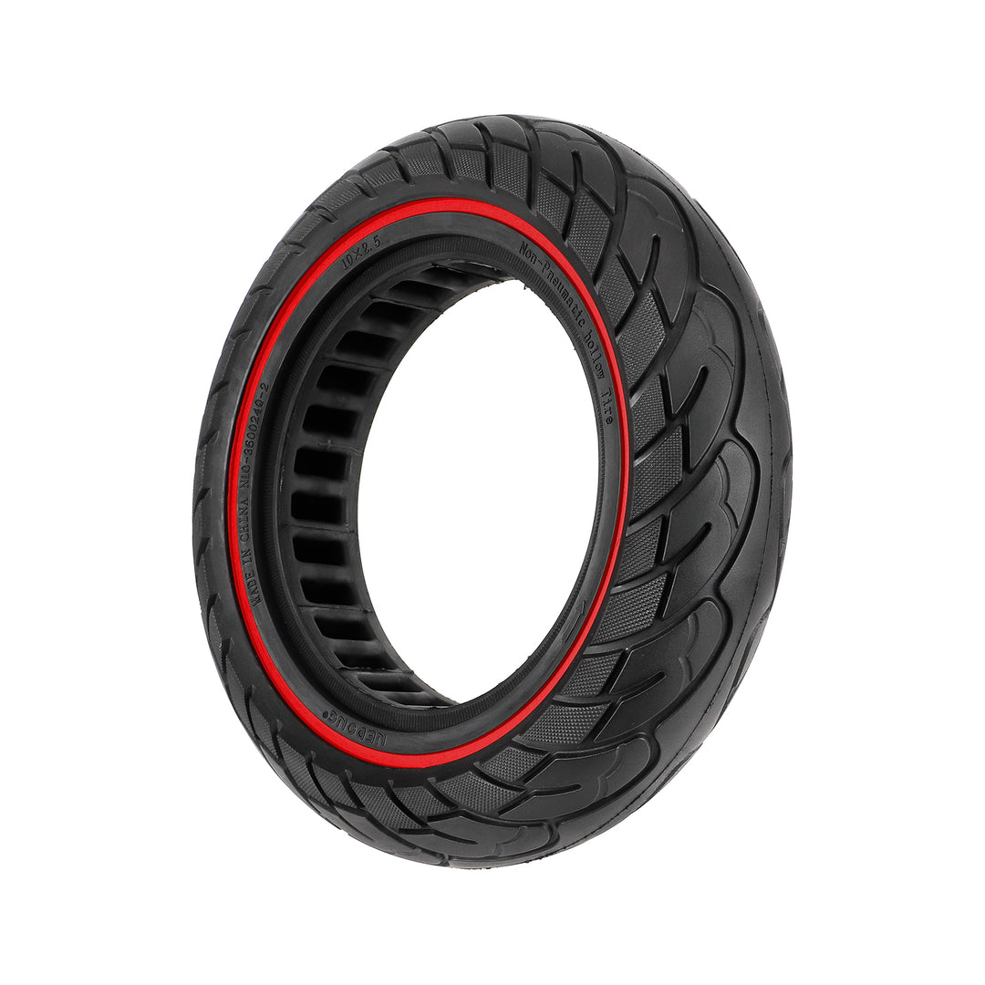 10 Inch Solid Tire with Red Circle and 37mm Slot 10X2.5 10x2.50 for KUGOO M4 / M4 Pro Electric Scooter Polka Dot Inner Honeycomb Tire Rubber Parts 10x2.5-6.1 Tyres 10Inch Off-Road Solid Tires Wear-resistant Puncture-proof Tire Parts