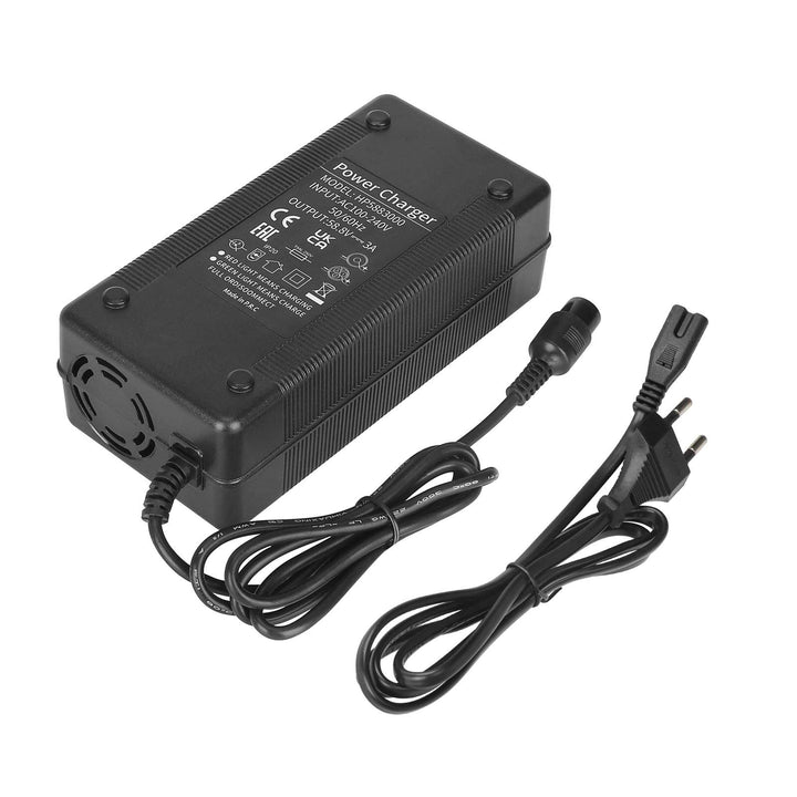 Caricabatterie 58.8V3A con connettore GX16 a 3 pin e spina EU Caricabatterie per veicoli elettrici Scooter elettrici Cavo di alimentazione con testa rotonda Accessori Batteria 52V per monopattini Zero 10X