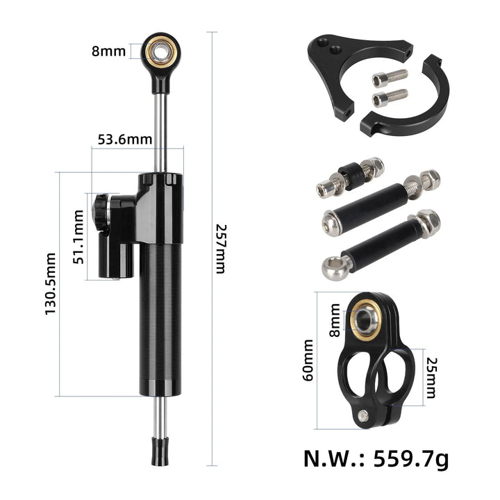 Ammortizzatore di sterzo rosso con supporto di montaggio nero per monopattino elettrico Ausom Gallop/Kukirin G3 Pro 2024, staffa di modifica in alluminio e acciaio