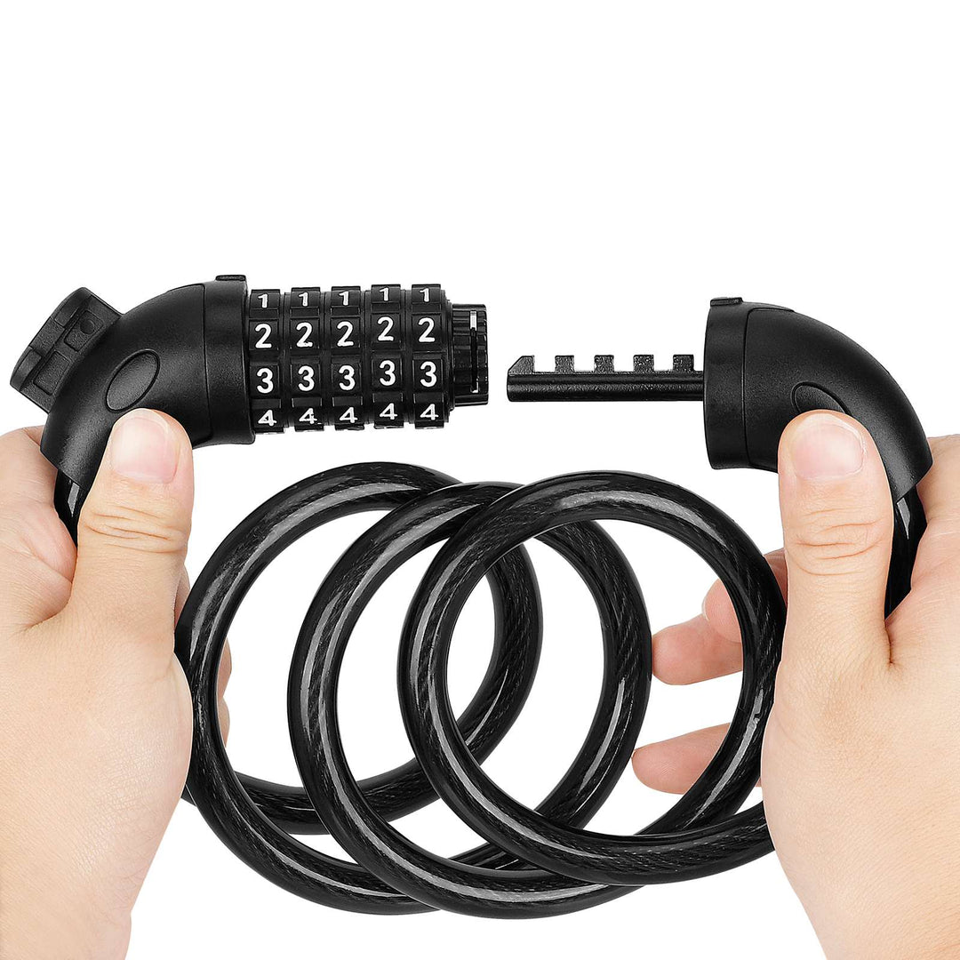 Lucchetto Nero a Cinque Cifre con Combinazione 5 Cifre Lucchetto per Bicicletta 1250mm * 12mm Cavo d&