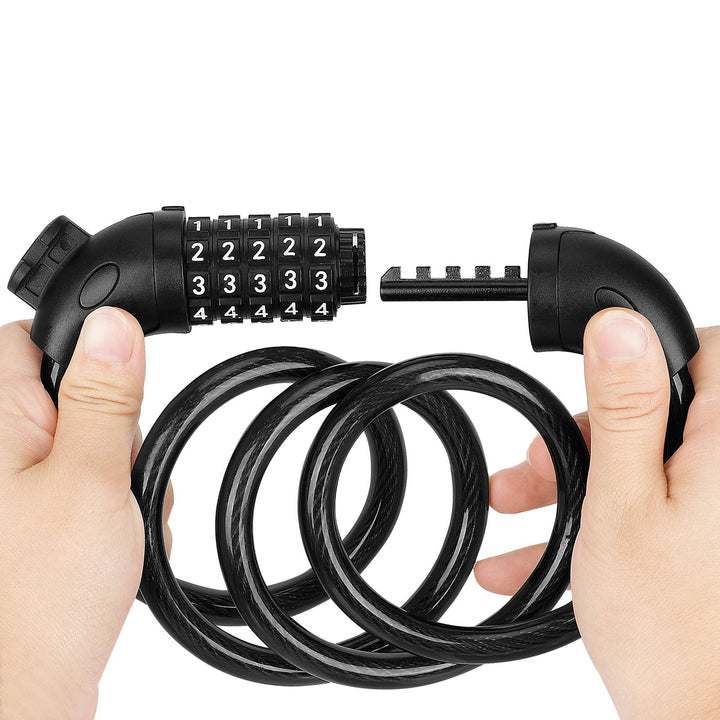 Lucchetto Nero a Cinque Cifre con Combinazione 5 Cifre Lucchetto per Bicicletta 1250mm * 12mm Cavo d&