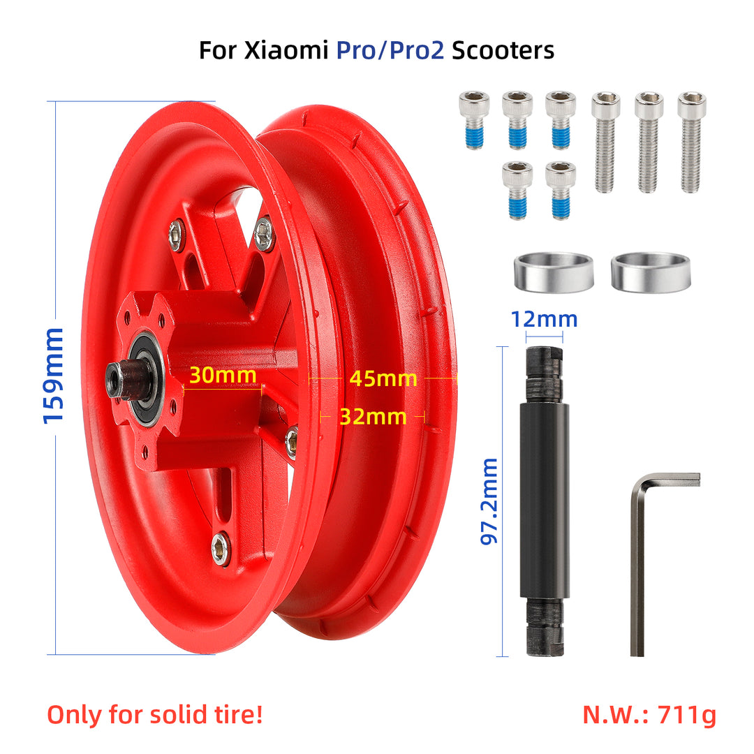 Mozzo posteriore sdoppiato Red Ulip per monopattino elettrico Xiaomi Pro/Pro2, ricambio mozzo posteriore sdoppiato per pneumatici pieni, mozzo in alluminio, cerchio da 8,5 pollici