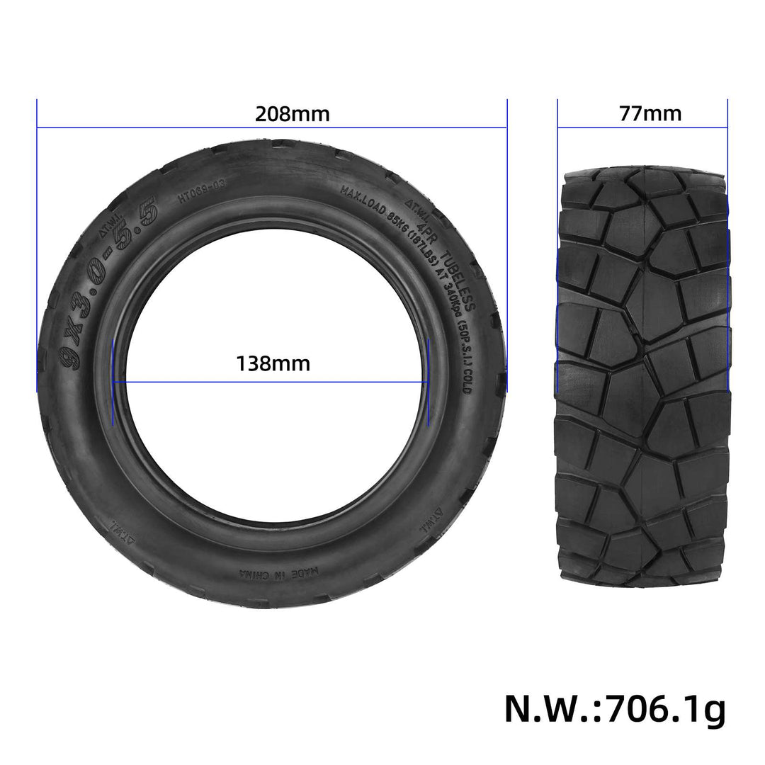 Pneumatico sottovuoto fuoristrada 9*3.0-5.5 per scooter elettrico da 9 pollici, pneumatico tubeless 9x3.0-5.5, pneumatico tubeless universale in gomma 9*3-5.5, ricambio per scooter.