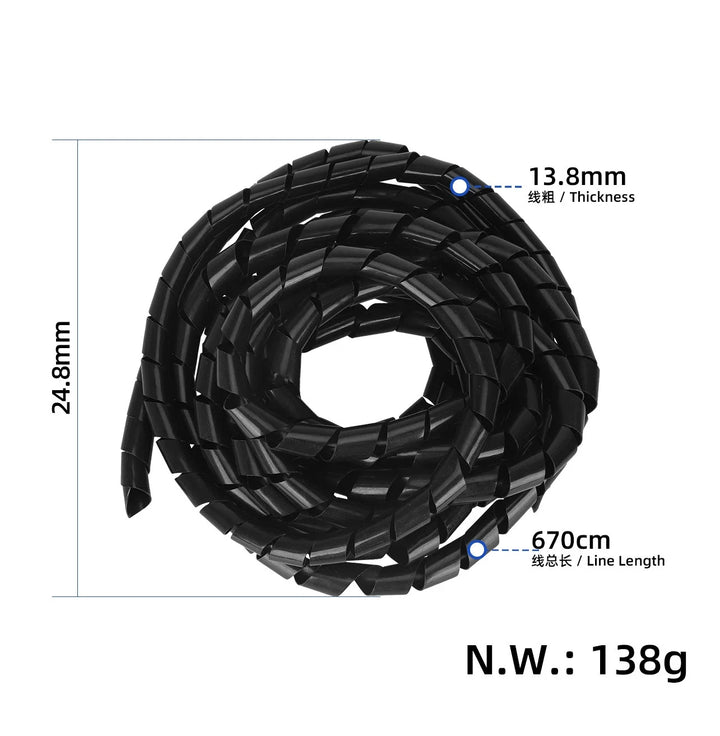 1 Bag Black 14mm 120 Meter Winding Protection Line Winding Tube of ZERO 8 10 10X DT3 DT thunder KAABO KUGOO NINEBOT Skateboard Compact Parts Cable Protection Sleeve Anti-Bite Tube Protection Sleeve Spiral Wrap Winding Protector Pipe Protection