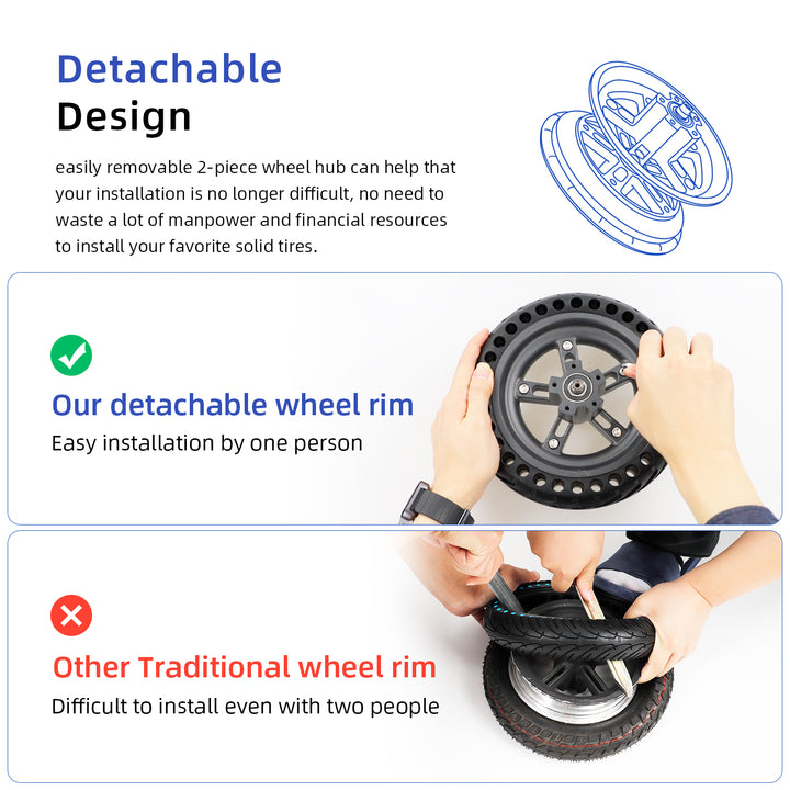 Gray Ulip Split Rear Hub for xiaomi M365/1S/MI3/Lite scooters 8.5 Inch Split Wheel Hub Solid Tire with Wrench Screw For Xiaomi M365 1S Mi3 Electric Scooter Aluminum Alloy Rear Hub