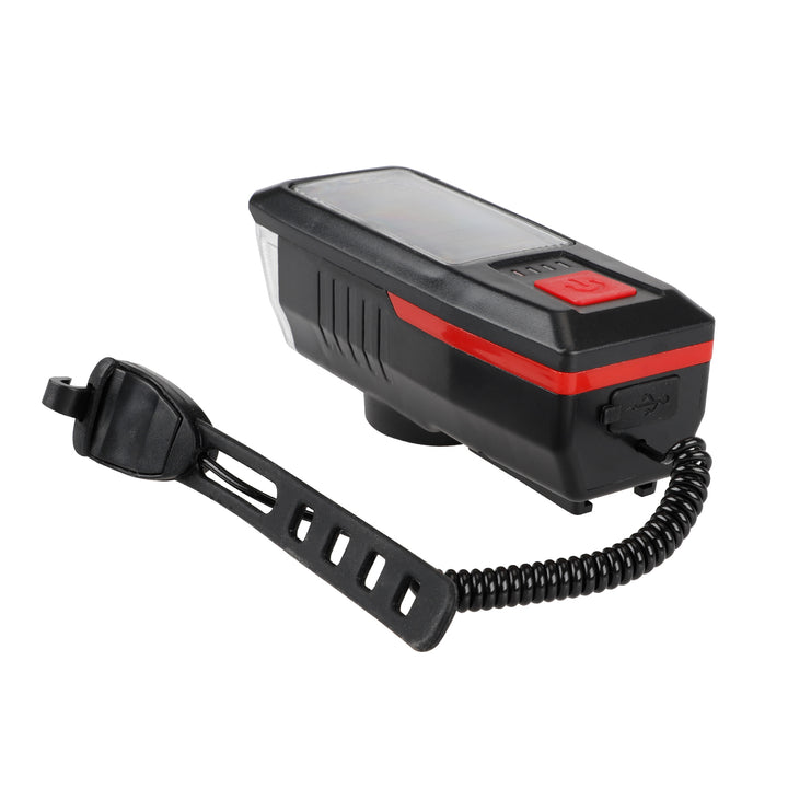 Red Solar con USB, Doppia Modalità di Ricarica, Durata Efficiente della Batteria, Luce Solare per Bici, USB Ricaricabile, Display di Potenza, MTB, Mountain Bike, Lampada Anteriore con Clacson, Torcia, Luce Anteriore per Bici