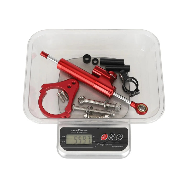 Ammortizzatore di sterzo stabilizzatore rosso con supporto di montaggio rosso per monopattino elettrico Ausom Gallop/Kukirin G3 Pro 2024, staffa di modifica in alluminio e acciaio