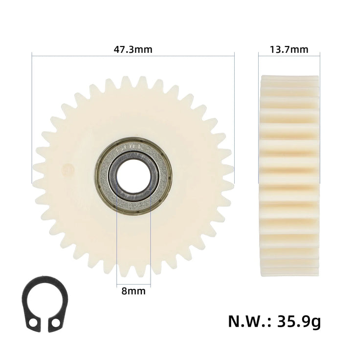 36T Nylon Gear with 47.5mm Diameter and 608 Bearing for 36T 500W Motor Electric Vehicle Motor 36 Teeth Nylon Gear Folding Vehicle Battery Vehicle Driving Service Lithium Battery Vehicle Skateboard For Bafang Motor Gear bearings Connector