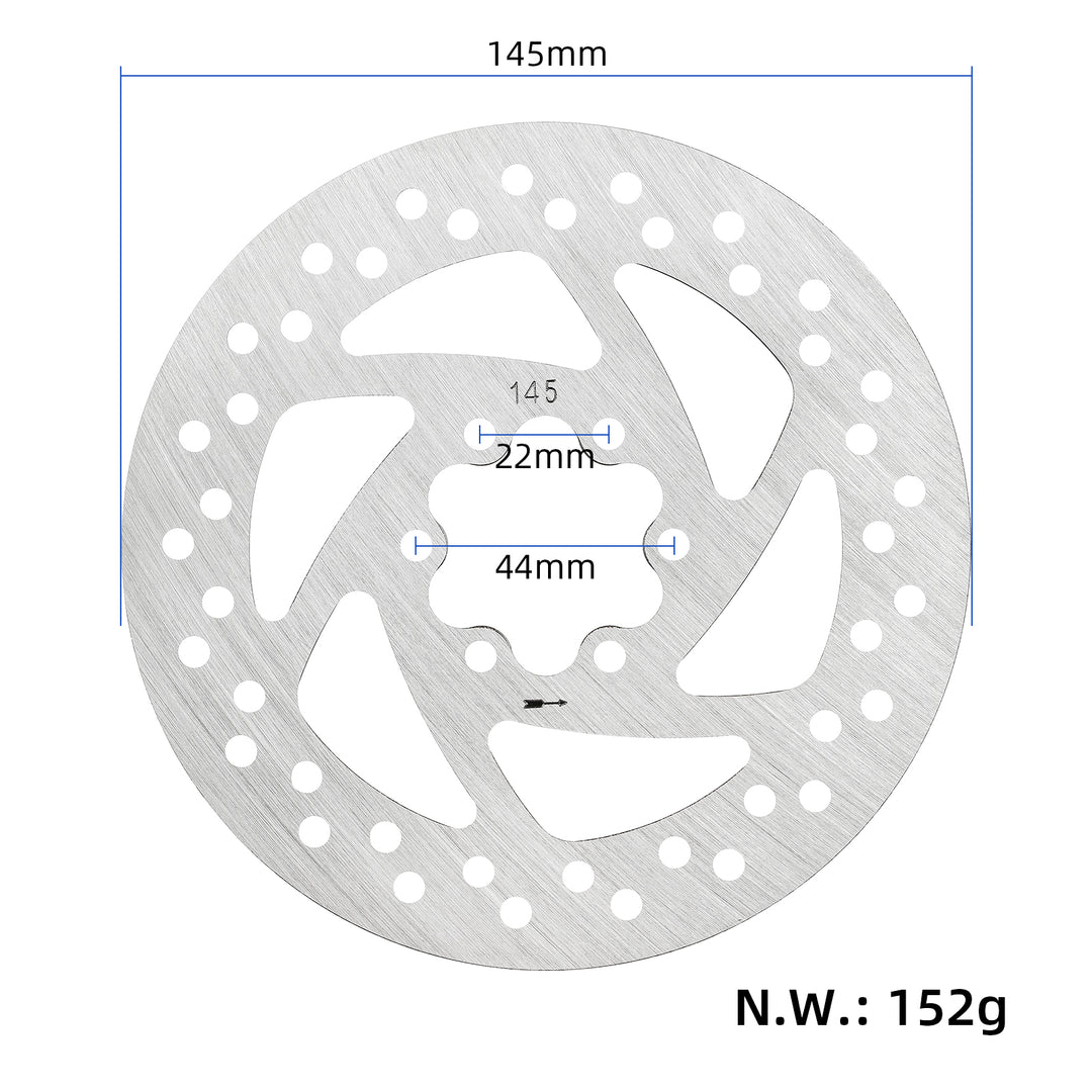 145mm Disc Brake Rotors with 6 Holes for VSETT 10+ 10 APEX DUALTRON KAABO Some Electric Scooter 
 Brake Disc Electric Scooter Brake Disc Pad Diagonal 44mm Disc 145mm Disc Brake Rotor Stainless Steel Brake Disc
