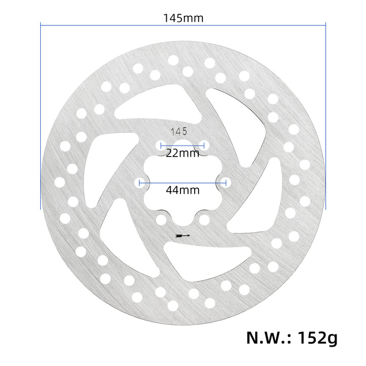 145mm Disc Brake Rotors with 6 Holes for VSETT 10+ 10 APEX DUALTRON KAABO Some Electric Scooter 
 Brake Disc Electric Scooter Brake Disc Pad Diagonal 44mm Disc 145mm Disc Brake Rotor Stainless Steel Brake Disc