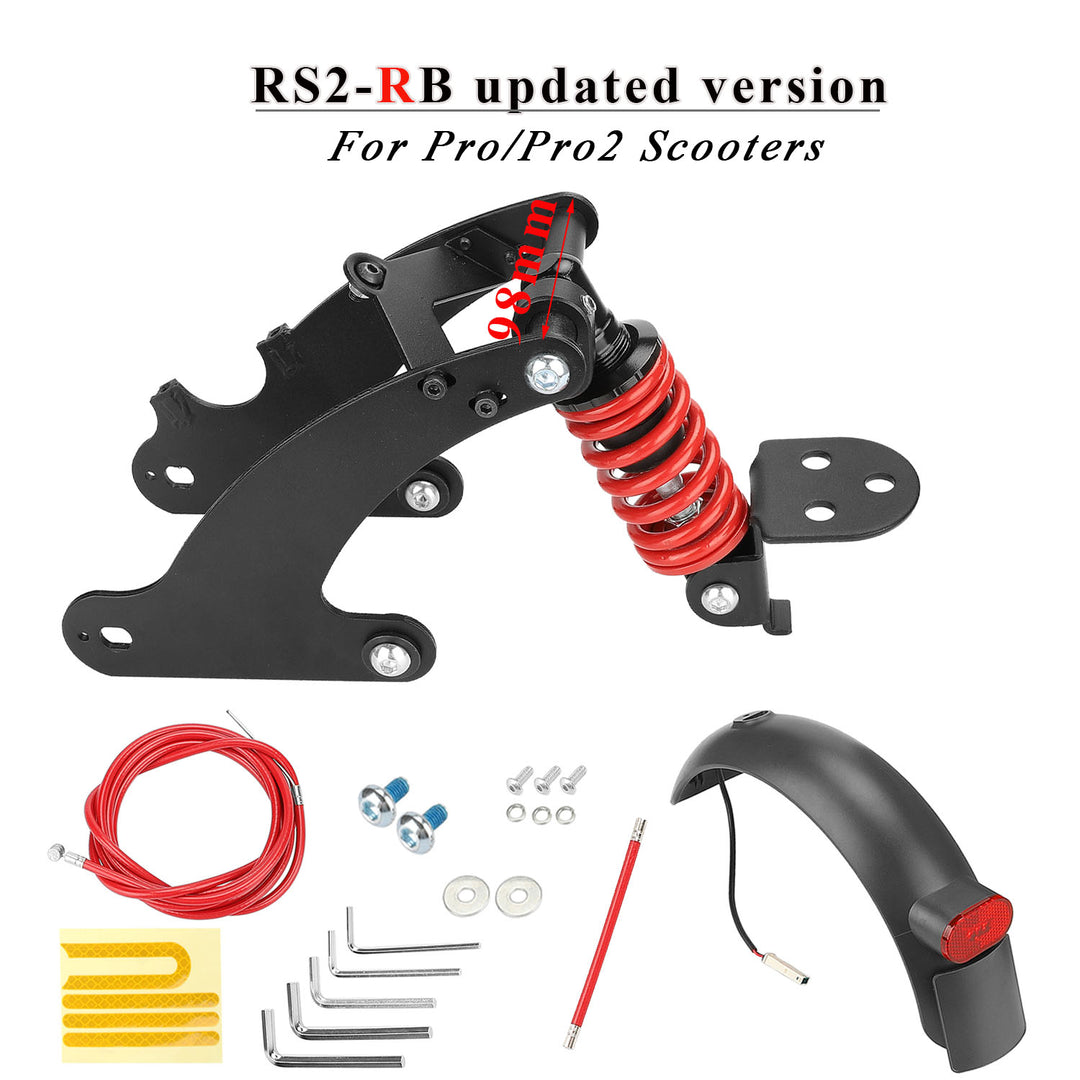 Sospensione posteriore rossa V2 con parafango e luce posteriore per monopattino Xiaomi Pro e Pro2, ammortizzatore posteriore per monopattino, ricambi accessori ammortizzatore posteriore a molla