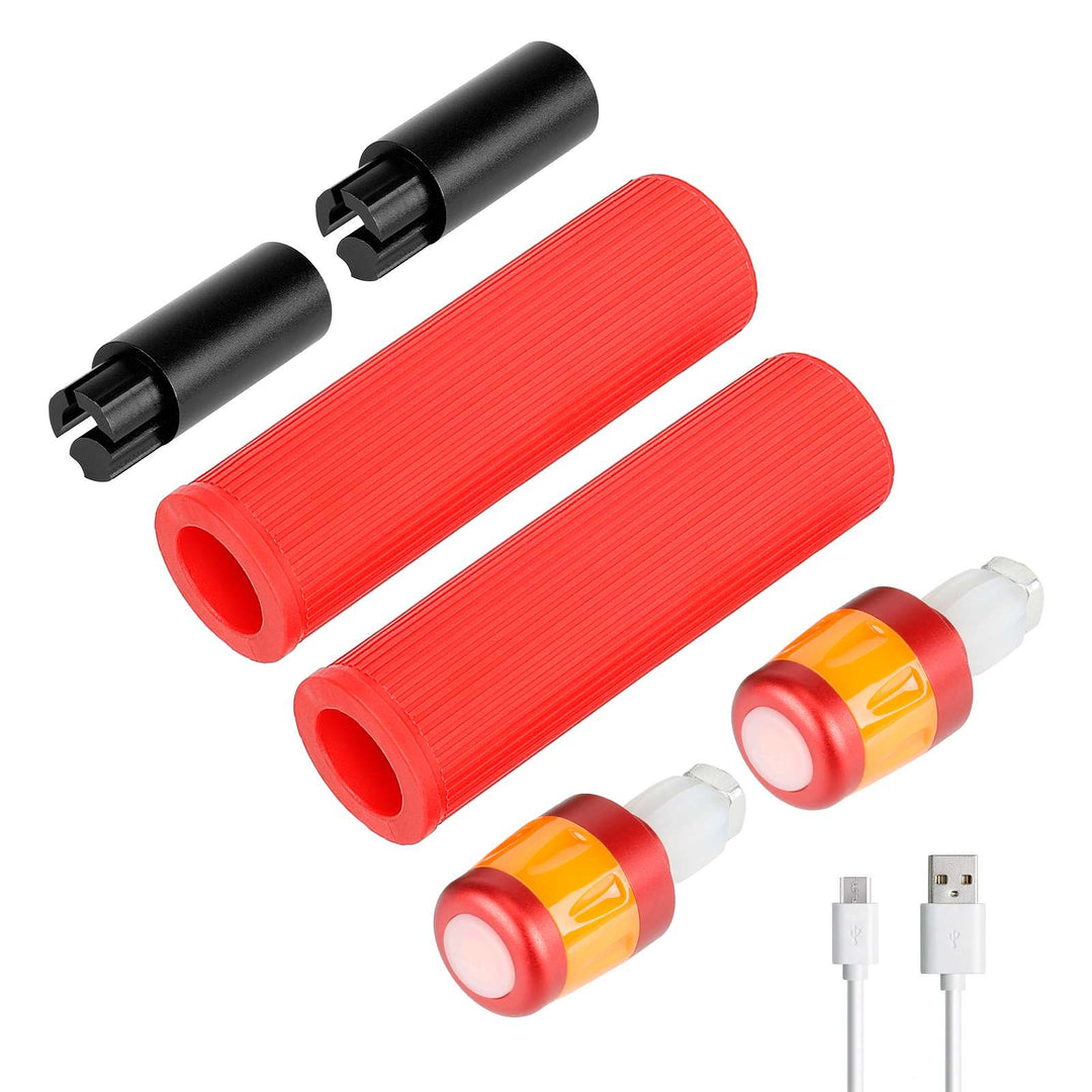 Ulip Indicatori di direzione a LED Manopole Antiscivolo per Manubrio Prolunga per Manubrio Manopole per Ninebot Max G30 G30D/E/LP Monopattino Elettrico Kit di Impugnature in Silicone con Luce Estensibile Ricaricabile USB per Max G30