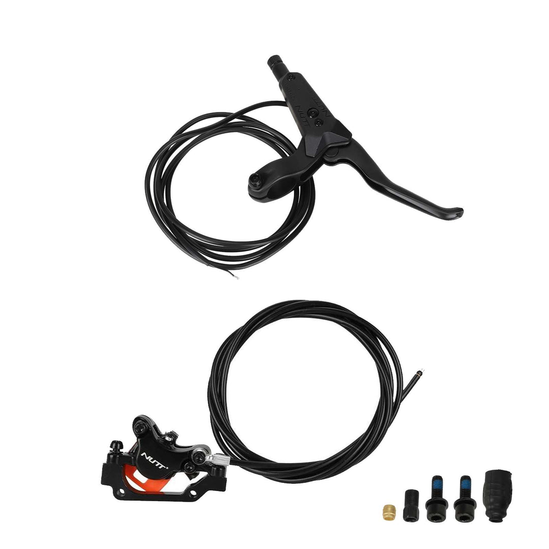 Kit freno idraulico posteriore destro NUTT con cavo freno da 180 cm e tubi olio da 220 mm, freno a disco idraulico per scooter elettrico a 2 pistoncini, kit freno a pressione olio per scooter elettrico con spegnimento a 2 PIN