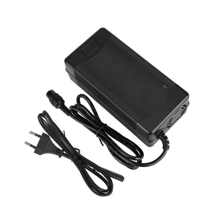 Caricabatterie 54.6V2A con connettore GX16 a 3 pin, ventola e spina EU, per veicoli elettrici, scooter elettrici, con cavo di alimentazione a testa tonda, accessori, adattatore di alimentazione per batterie al litio
