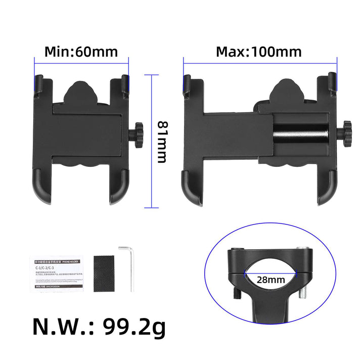 Supporto per telefono cellulare in lega di alluminio nero, supporto per navigazione GPS da bici/moto/scooter per cellulare, supporto per telefono per auto/bici/e-bike