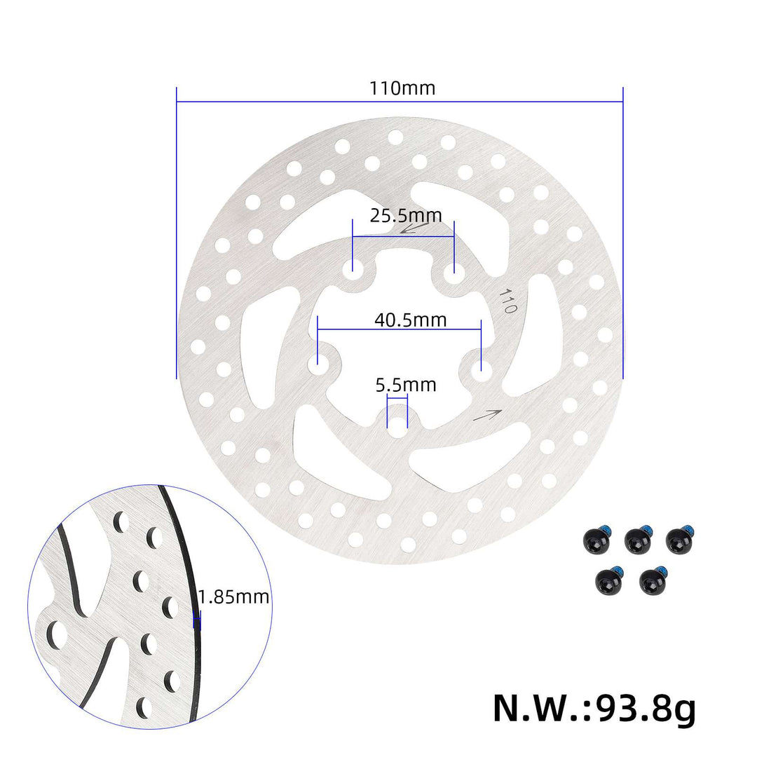 110mm Rear Brake Disc Alloy Rear Brake Pads with 5 Mounting Holes For Xiaomi Mijia M365 1S Xiaomi 3 Electric Scooter Skateboard Replacement Parts