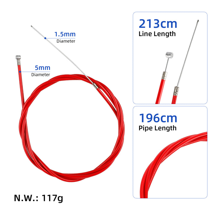 Cavo Freno Rosso 213cm per Scooter Xiaomi 4 Pro Cavo Freno Linea per Xiaomi 4 Pro Accessori Scooter Elettrico Filo Freno Linea Tubo Rosso Lunghezza Parti Kickscooter