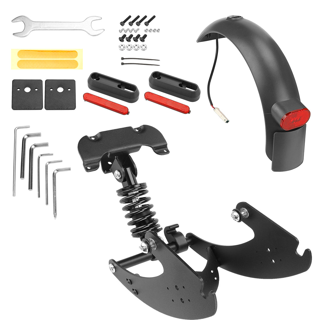 Black V2 rear suspension for G30 Max Scooter with PATENT Max G30LP/G30LE/G30E Rear Suspension Rear Shock Absorber with Rear Fender with License Plate and Enlarged Taillights