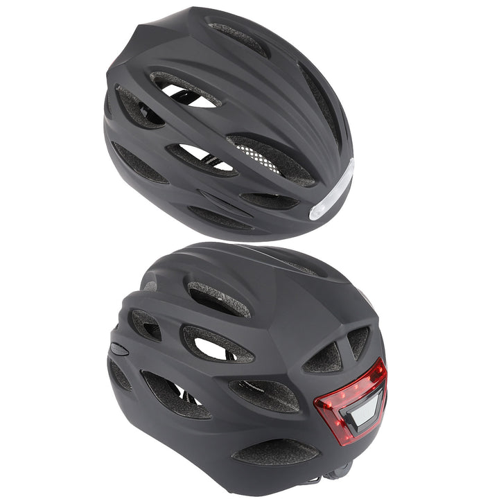 Caschi da Bici Neri Taglia L per Adulti - Casco da Bicicletta Regolabile con Luci LED Anteriori e Posteriori per Adulti Uomini Donne Casco per Scooter per Pendolarismo, Ciclismo su Strada, Pattinaggio, Scooter